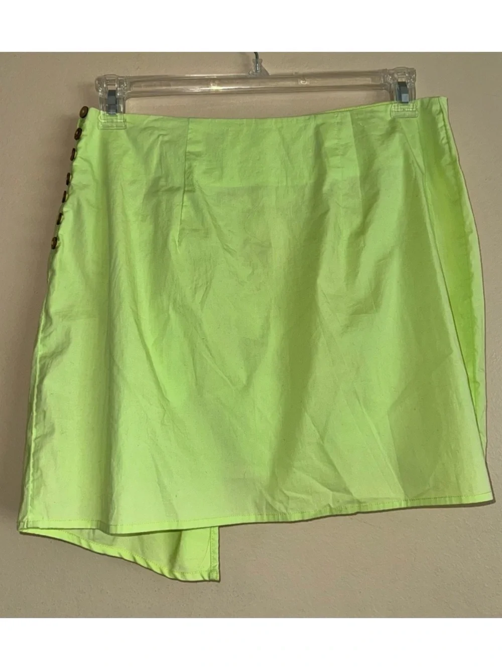 Free People Green Aizel Mini Skirt Endless Summer Ruched Ruffle Button L NWT!